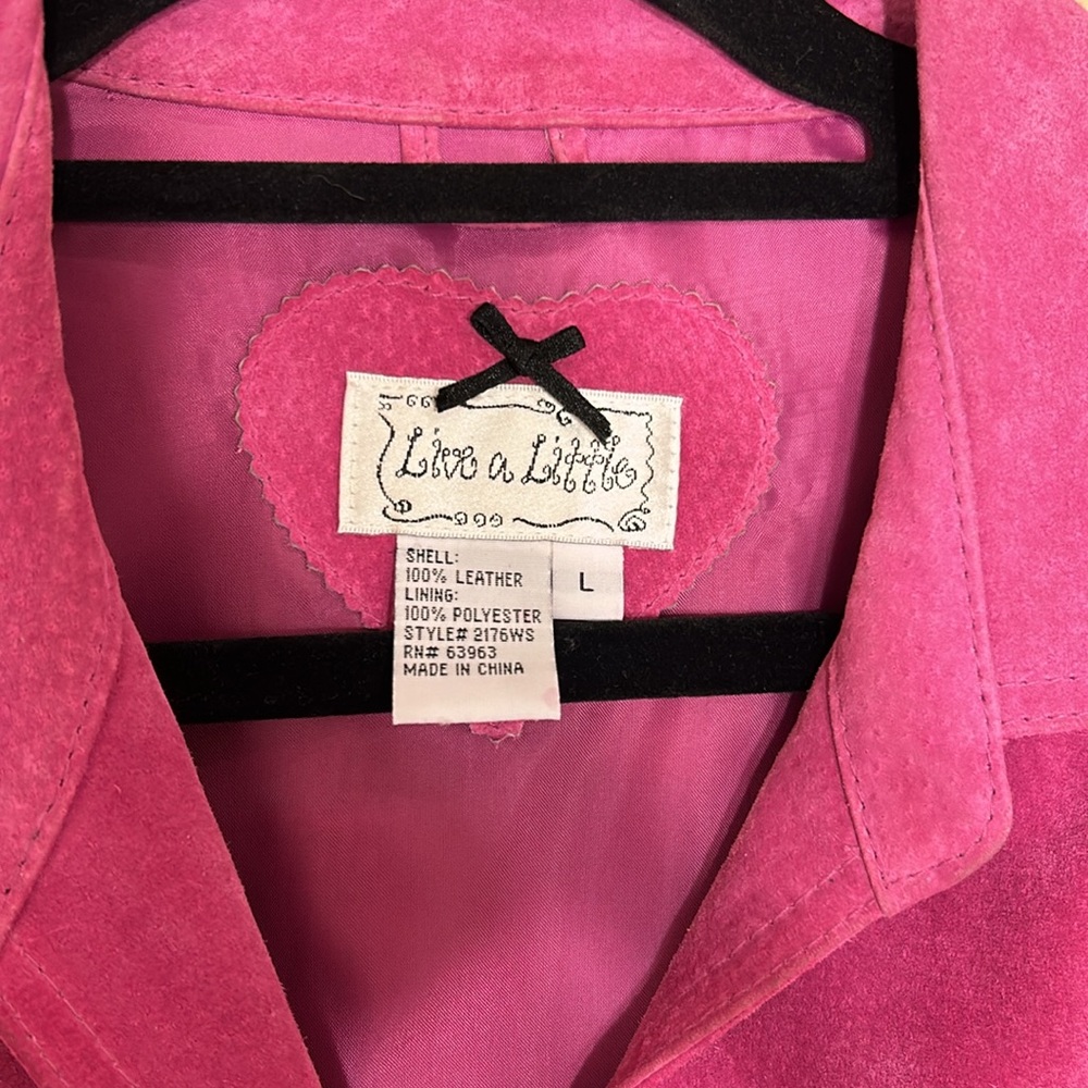 Vintage leather suede button up pink Barbie jacket Y2K - Picture 6 of 9